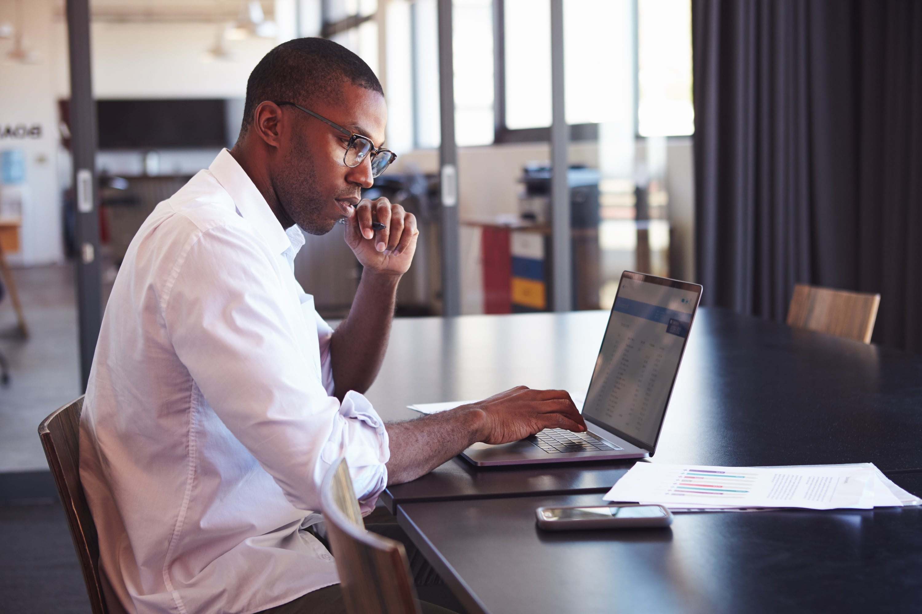 Man working at laptop