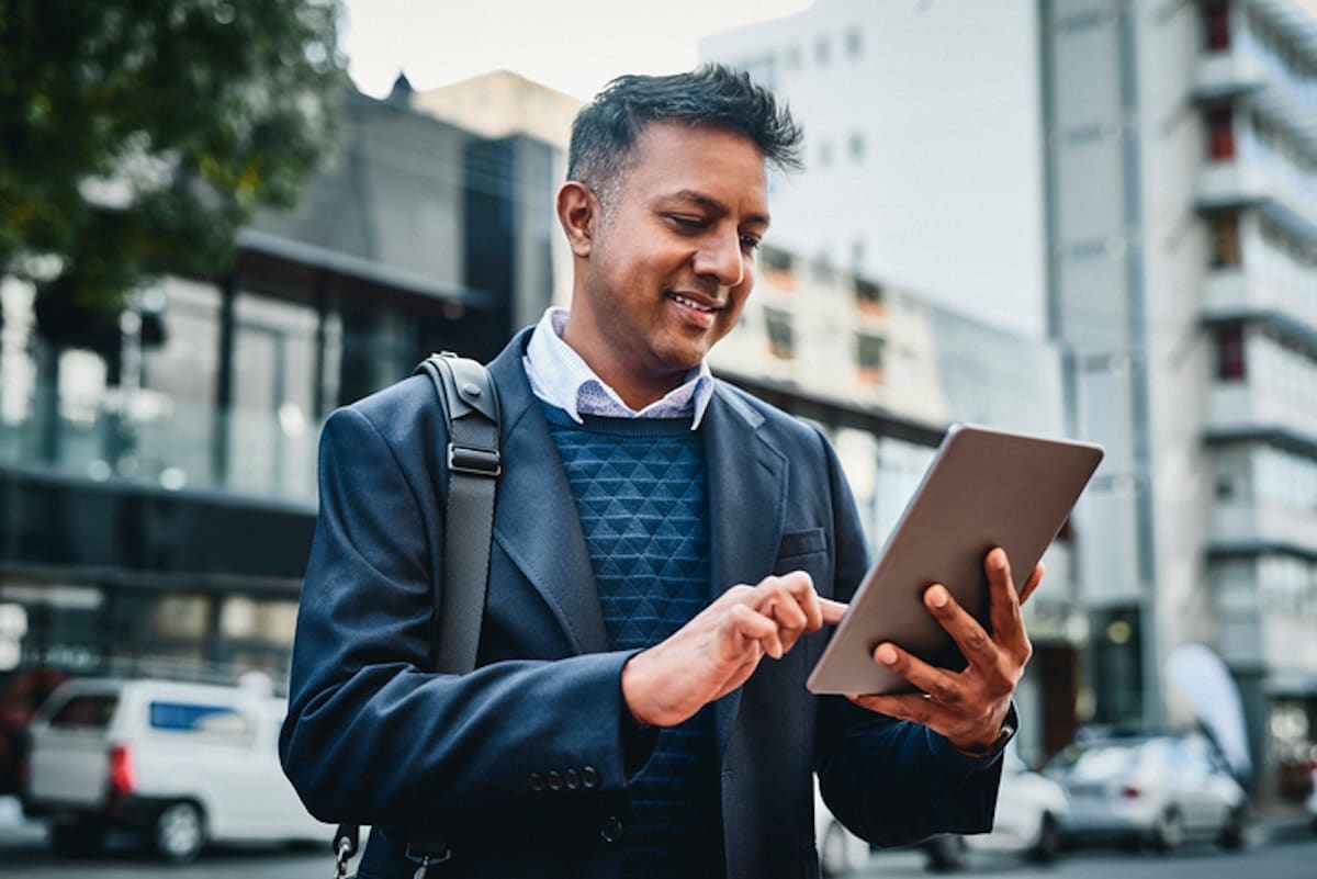 Man holding tablet