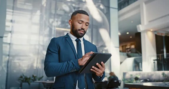 Man holding tablet