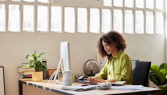 working at desk