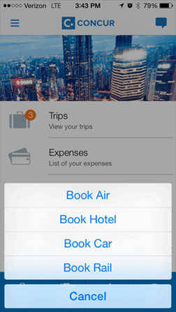 book travel in concur